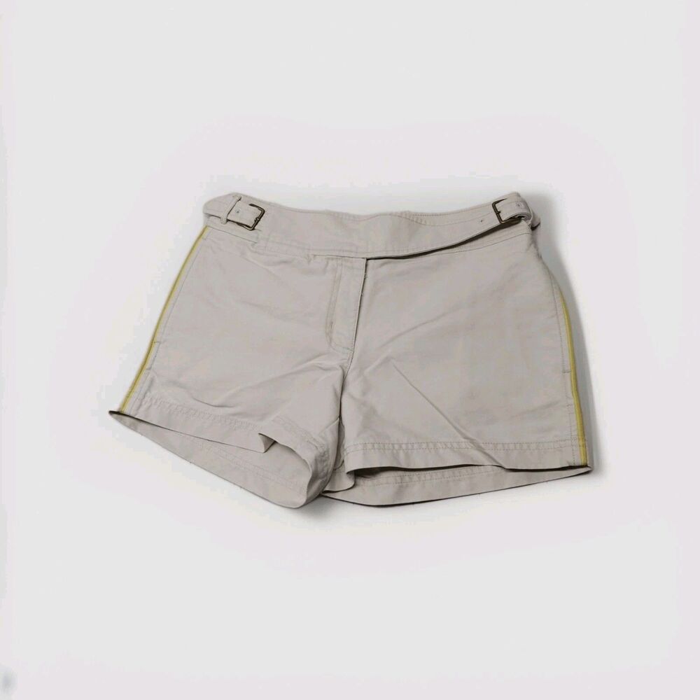 J. Crew Womens Chino Khaki Shorts Size 2 Bermudas Side Buckles Mom Travel Boho